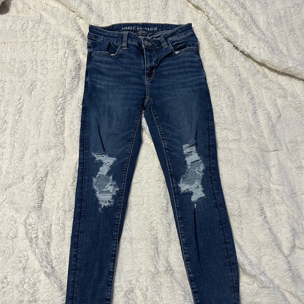 American Eagle Outfitters Women's Dark Blue Skinny Jeans